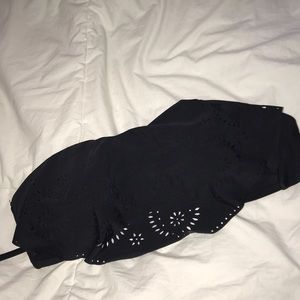 black strapless bathing suit top